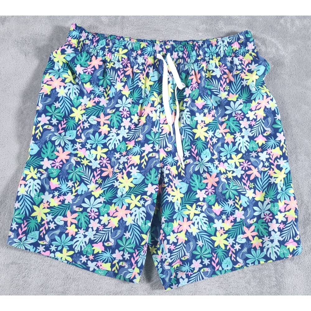 Chubbies Swim Trunks Mens Medium 7" The Boomerangs Toucan Floral Lined Shorts